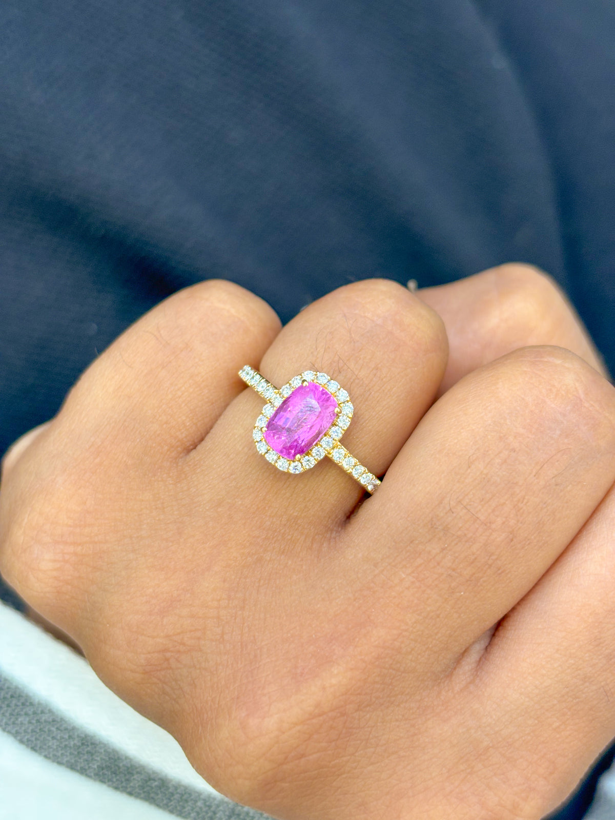 Pink Sapphire Diamond Ring