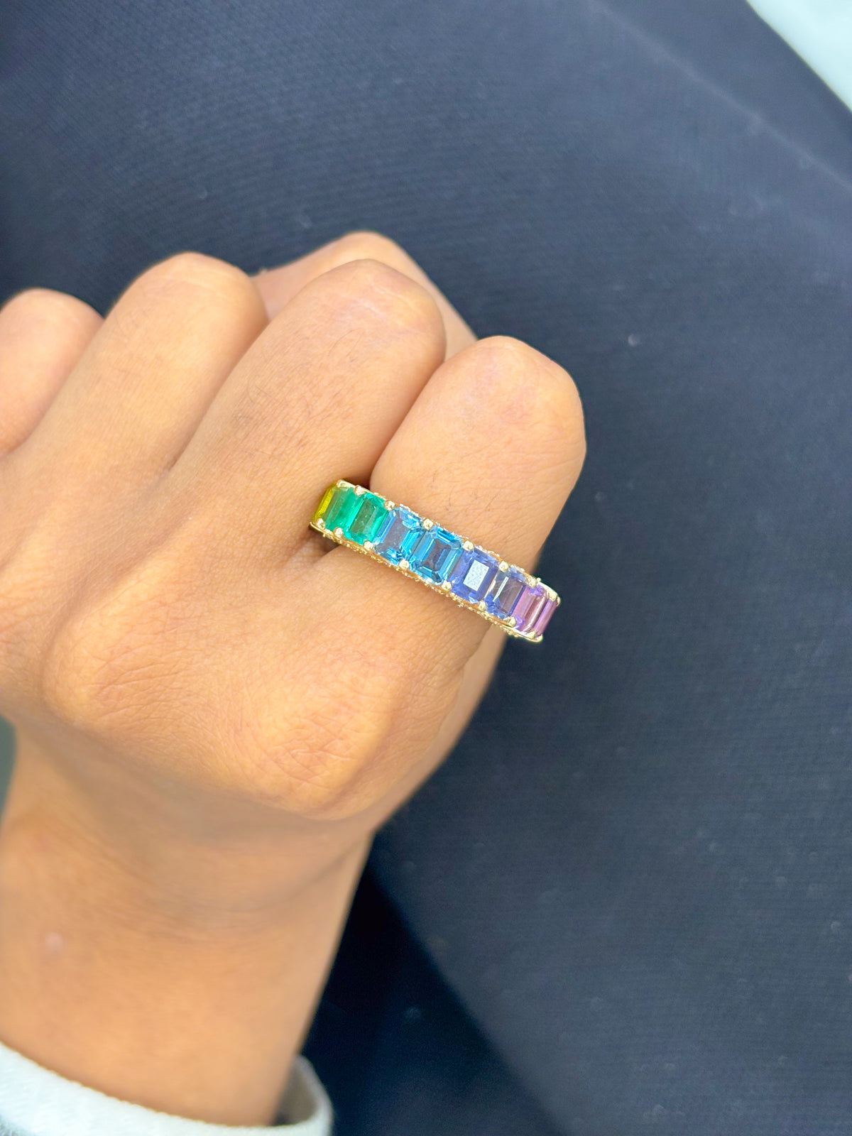 Rainbow Gemstone Diamond Ring