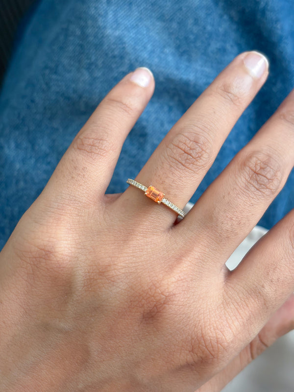 Orange Sapphire Diamond Ring