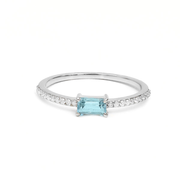 Swiss Blue Topaz Diamond Ring
