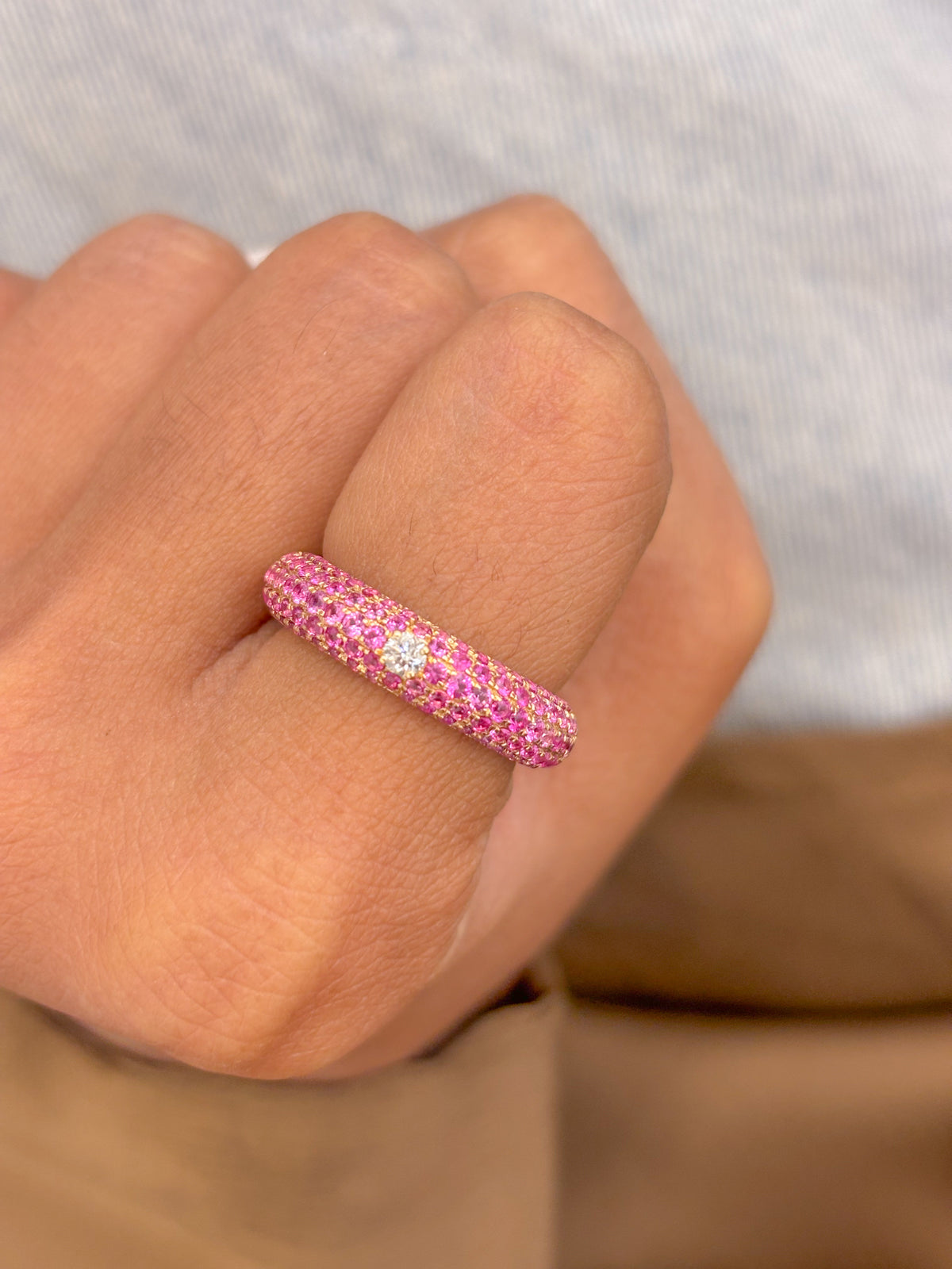 Pink Sapphire Diamond Ring