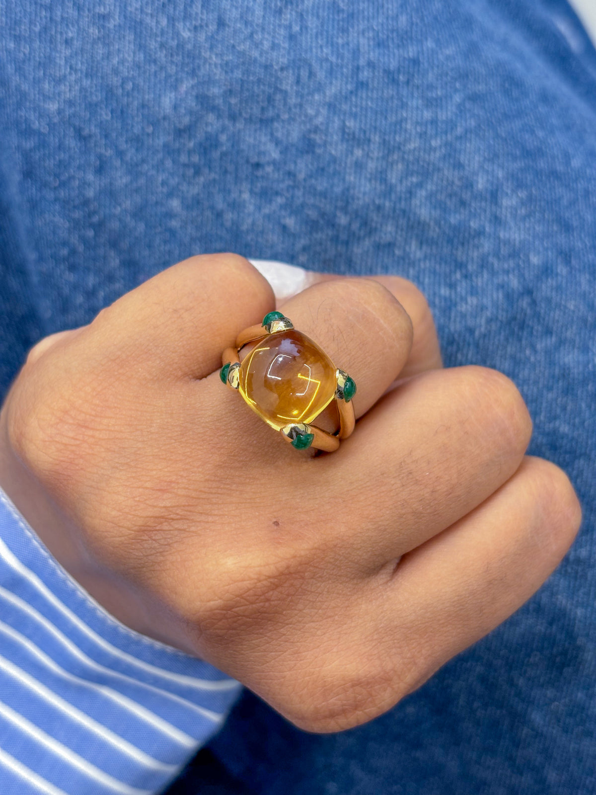 Citrine Emerald Ring