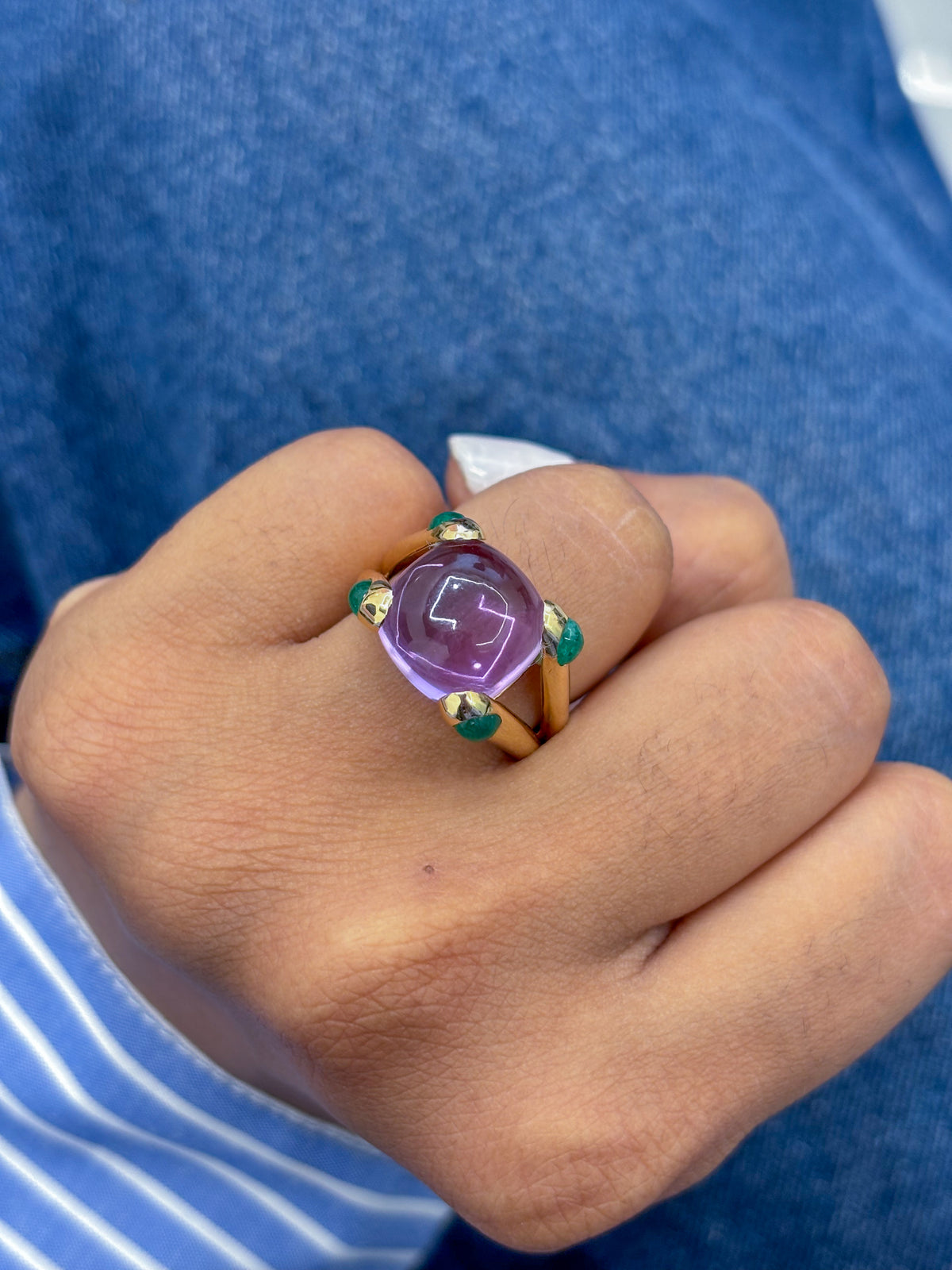 Amethyst Emerald Ring