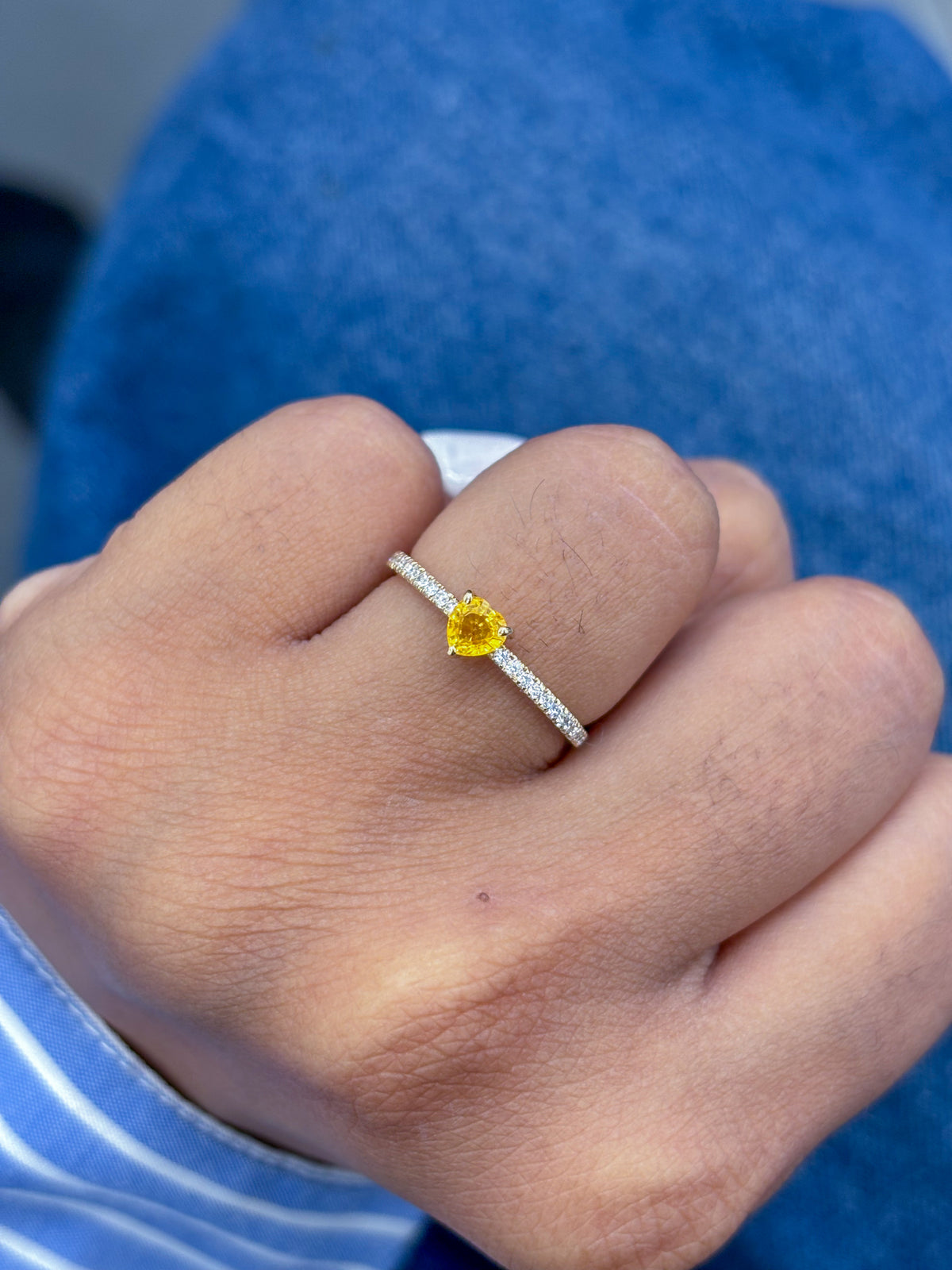 Orange Sapphire Diamond Ring