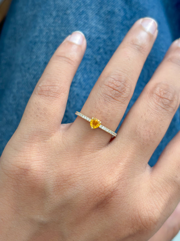 Orange Sapphire Diamond Ring