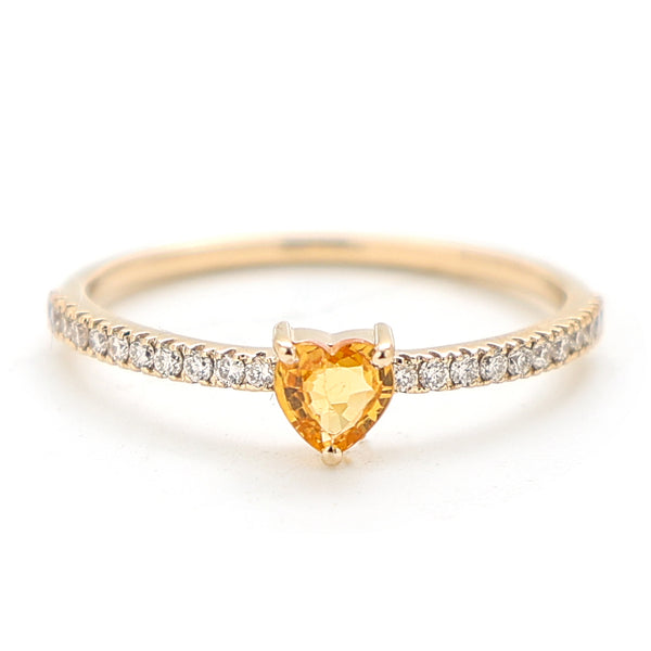 Orange Sapphire Diamond Ring