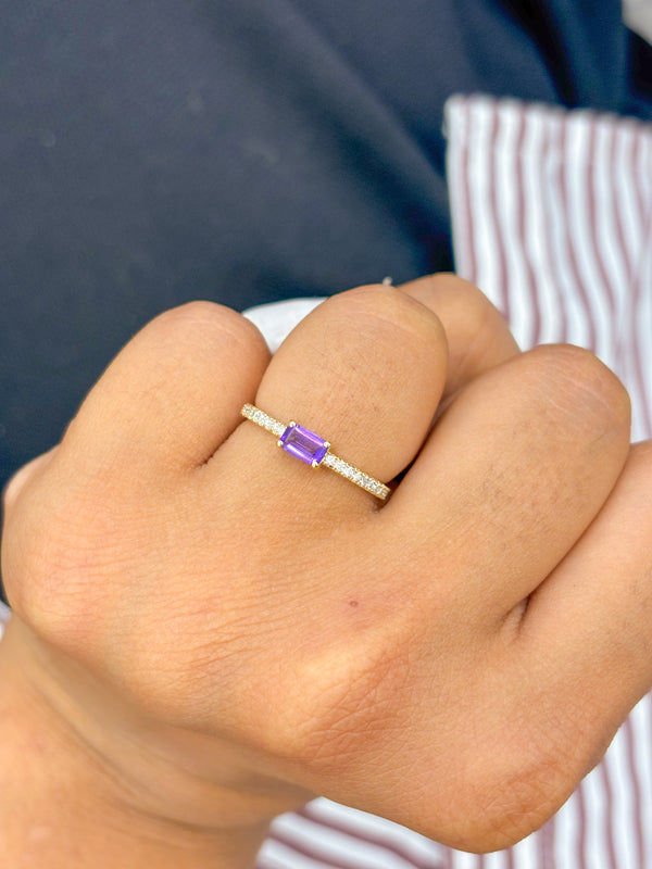Amethyst Diamond Ring