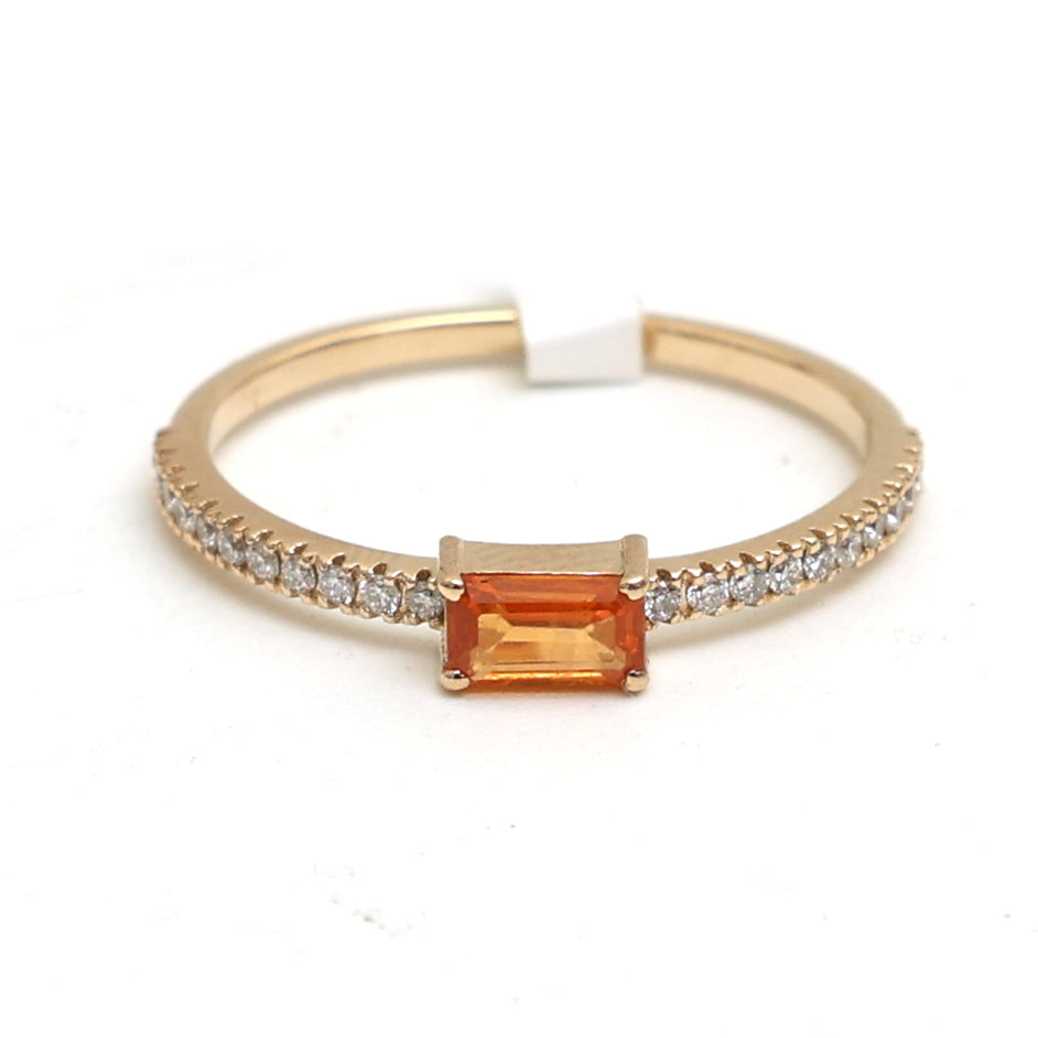 Orange Sapphire Diamond Ring