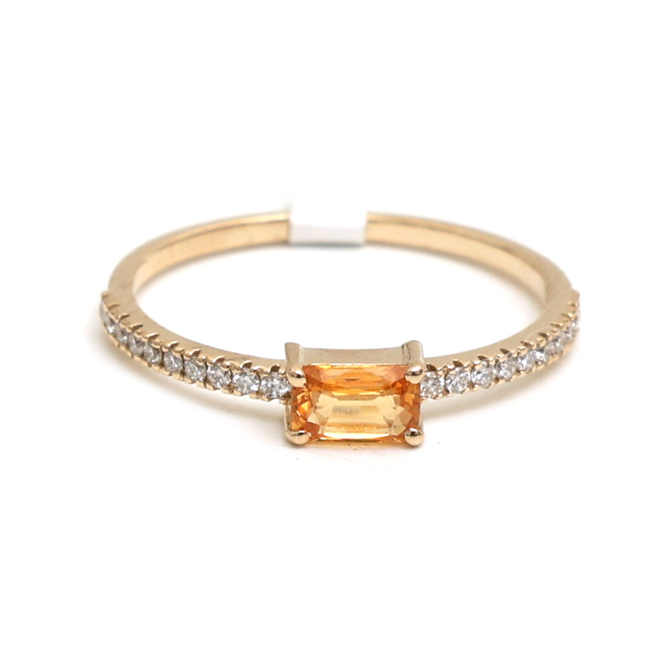 Orange Sapphire Diamond Ring