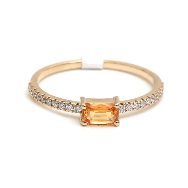 Orange Sapphire Diamond Ring