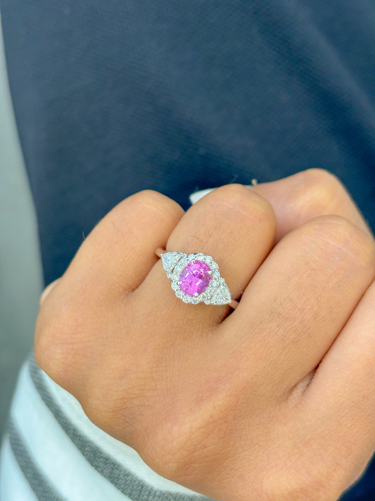 Pink Sapphire Diamond Ring