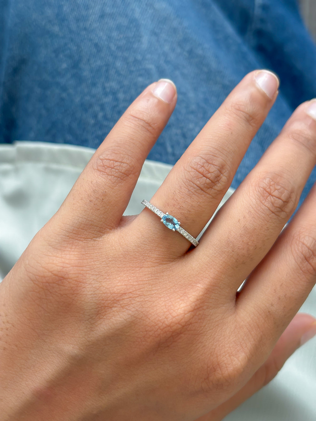 Aquamarine Diamond Ring