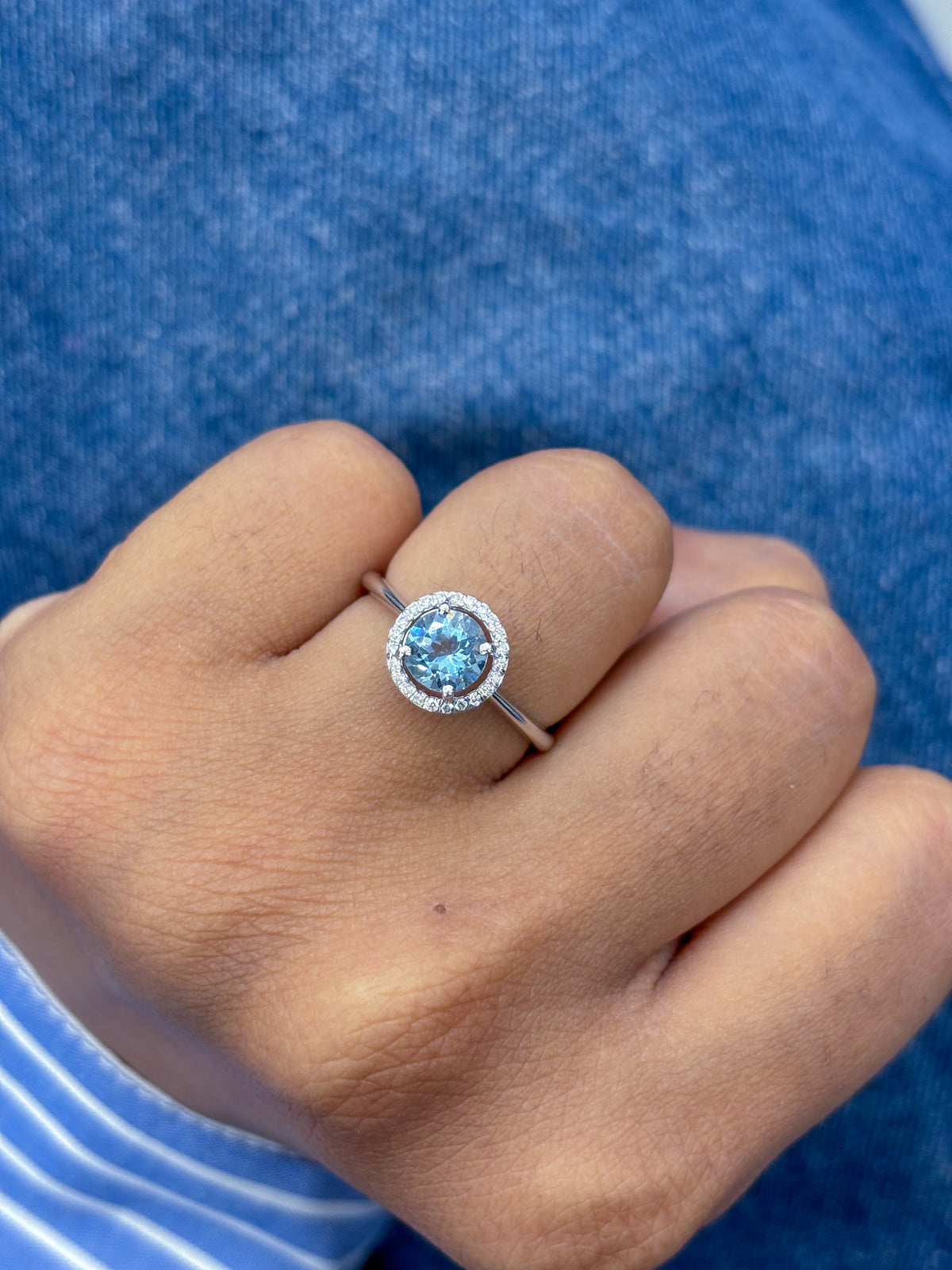 Aquamarine Diamond Ring