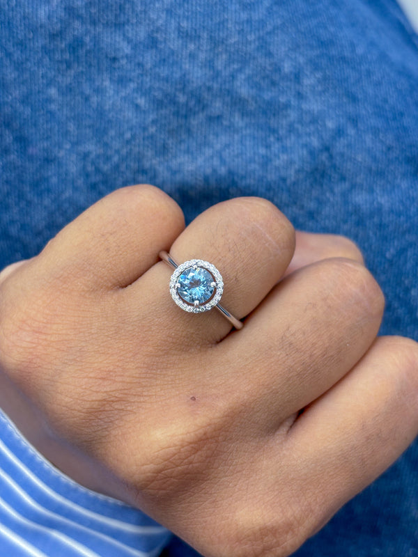 Aquamarine Diamond Ring