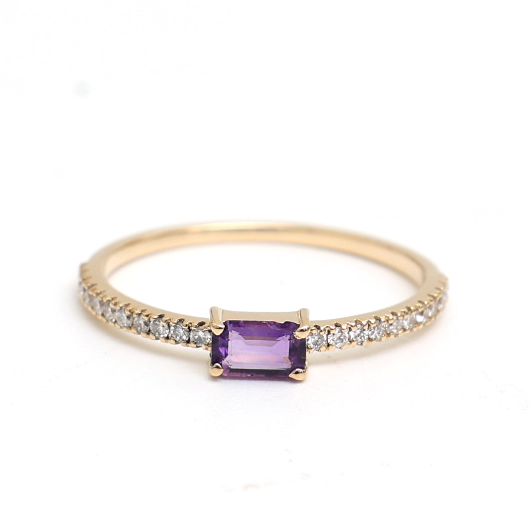Amethyst Diamond Ring