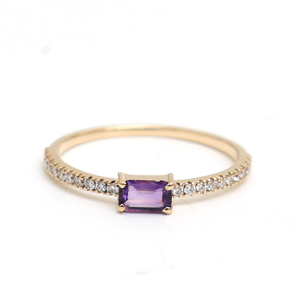 Amethyst Diamond Ring
