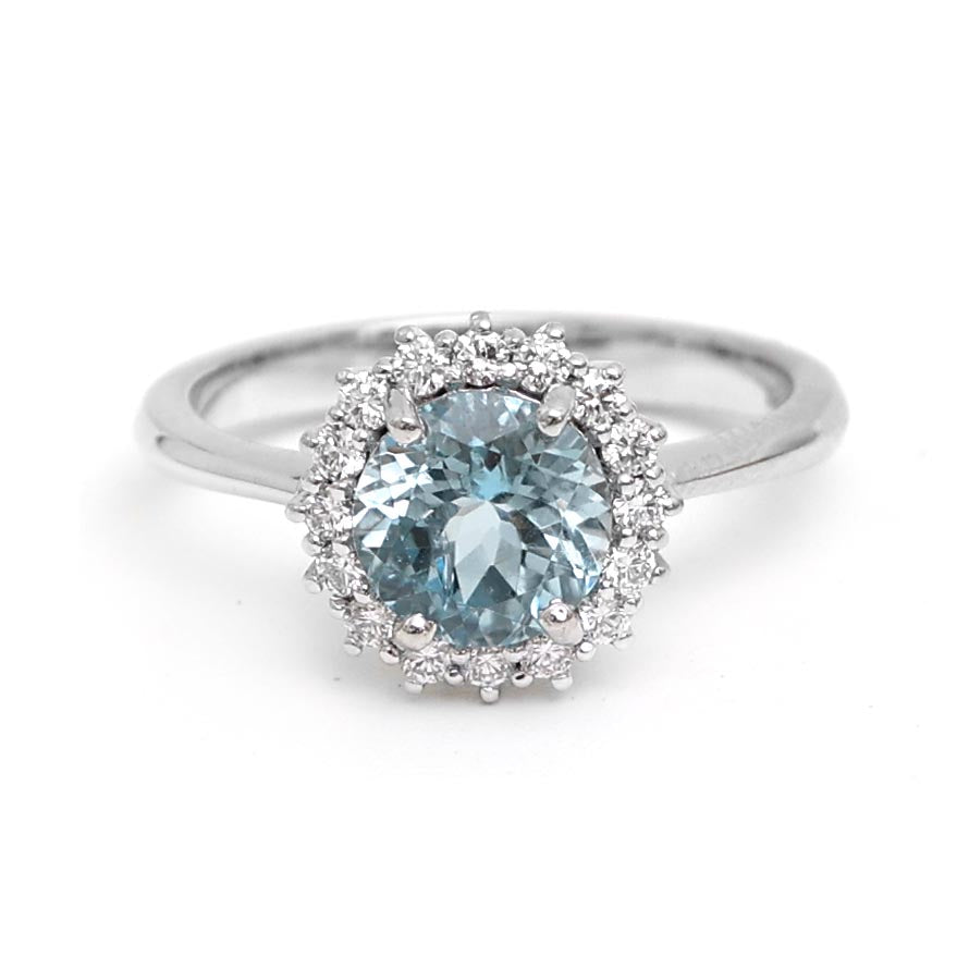 Aquamarine Diamond Ring