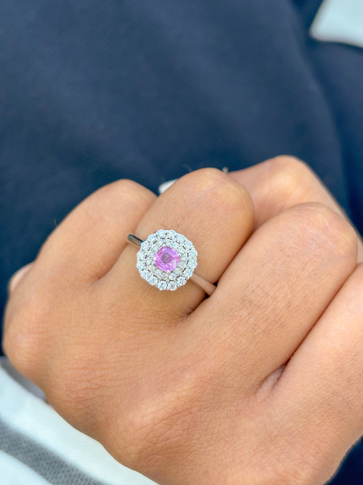 Pink Sapphire Diamond Ring