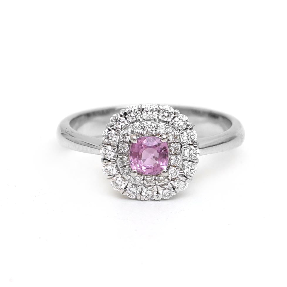 Pink Sapphire Diamond Ring