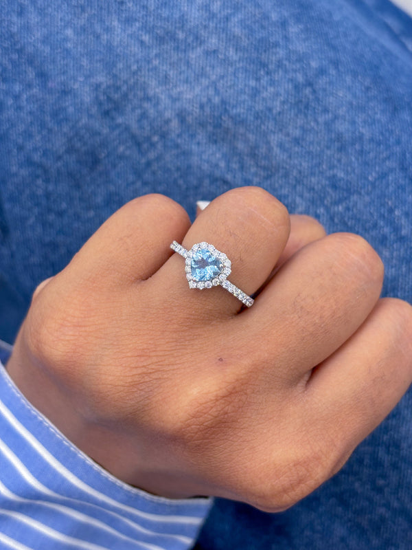 Aquamarine Diamond Ring
