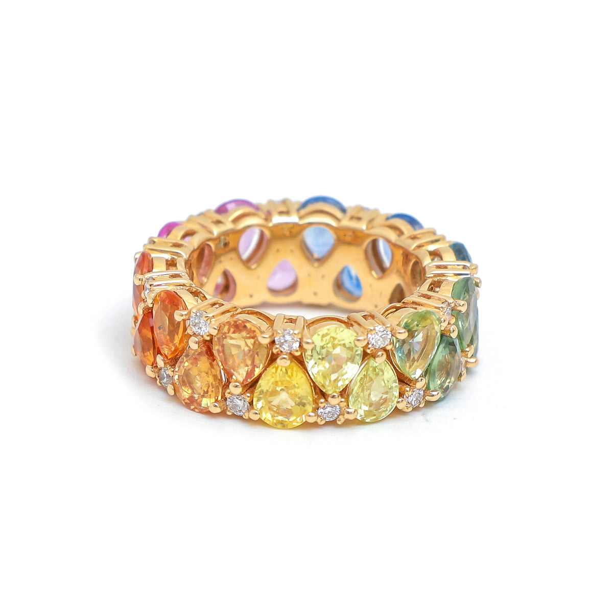 Rainbow Sapphire Diamond Ring