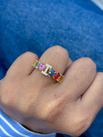 Rainbow Sapphire Diamond Ring