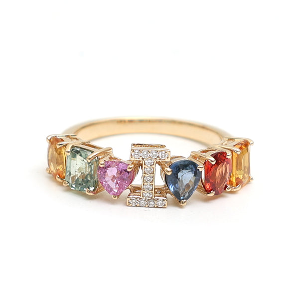 Rainbow Sapphire Diamond Ring