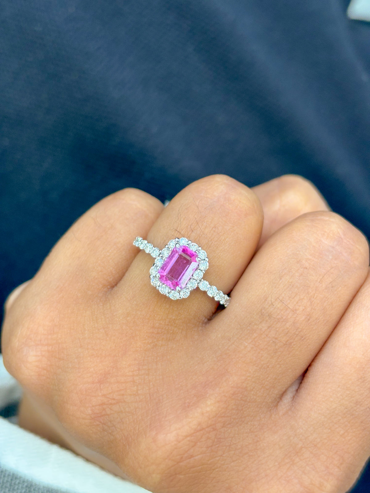 Pink Sapphire Diamond Ring