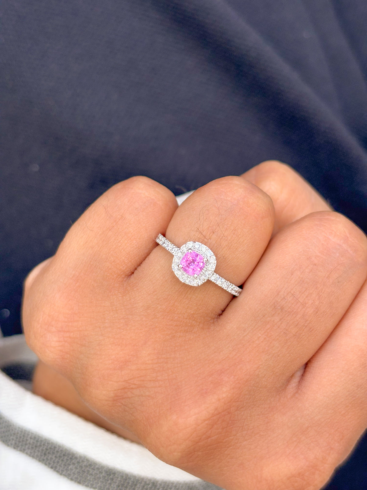 Pink Sapphire Diamond Ring