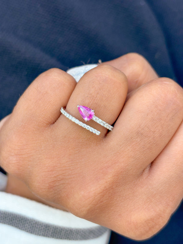 Pink Sapphire Diamond Ring