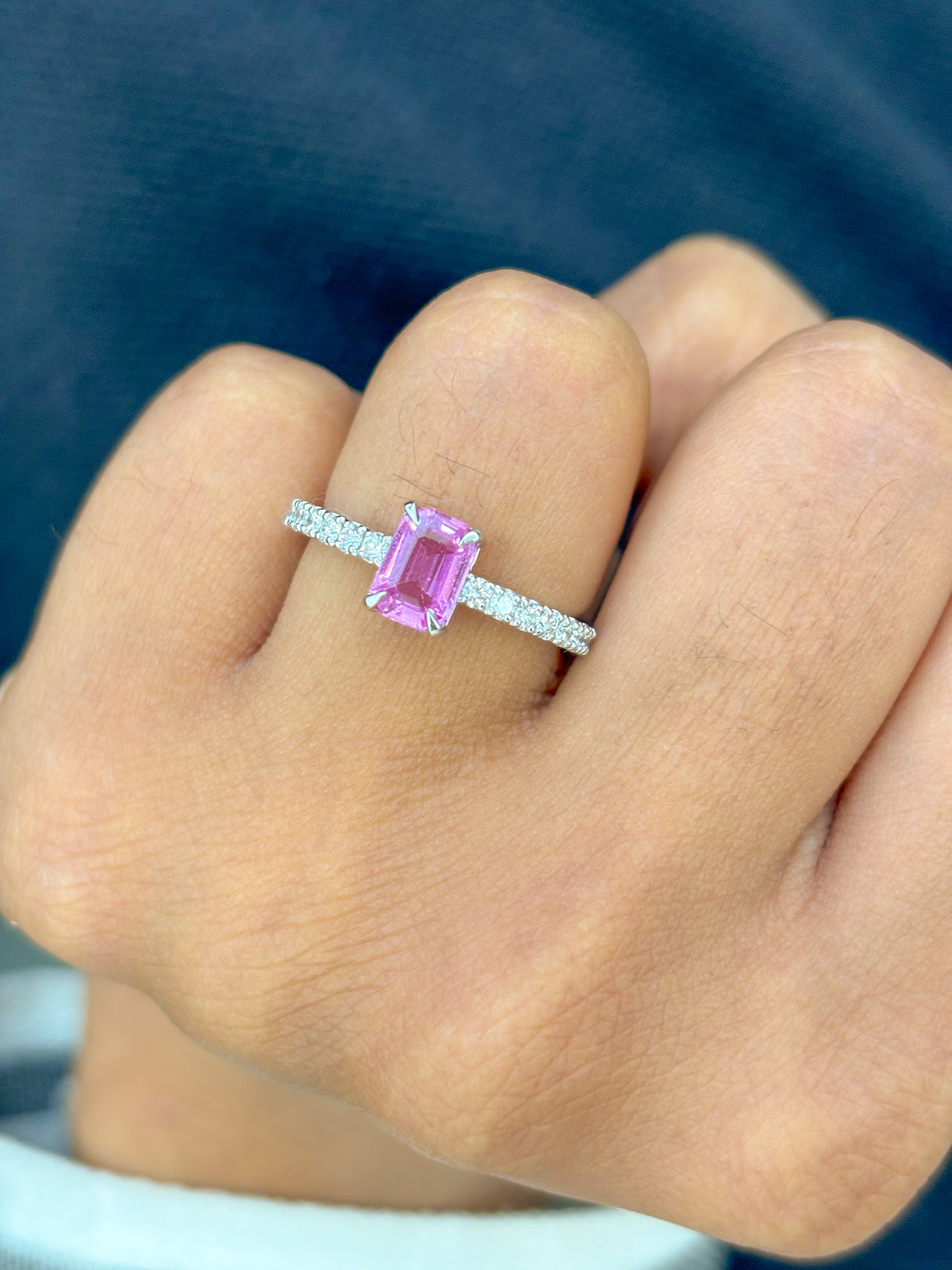 Pink Sapphire Diamond Ring