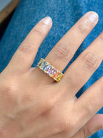Rainbow Sapphire Diamond Ring