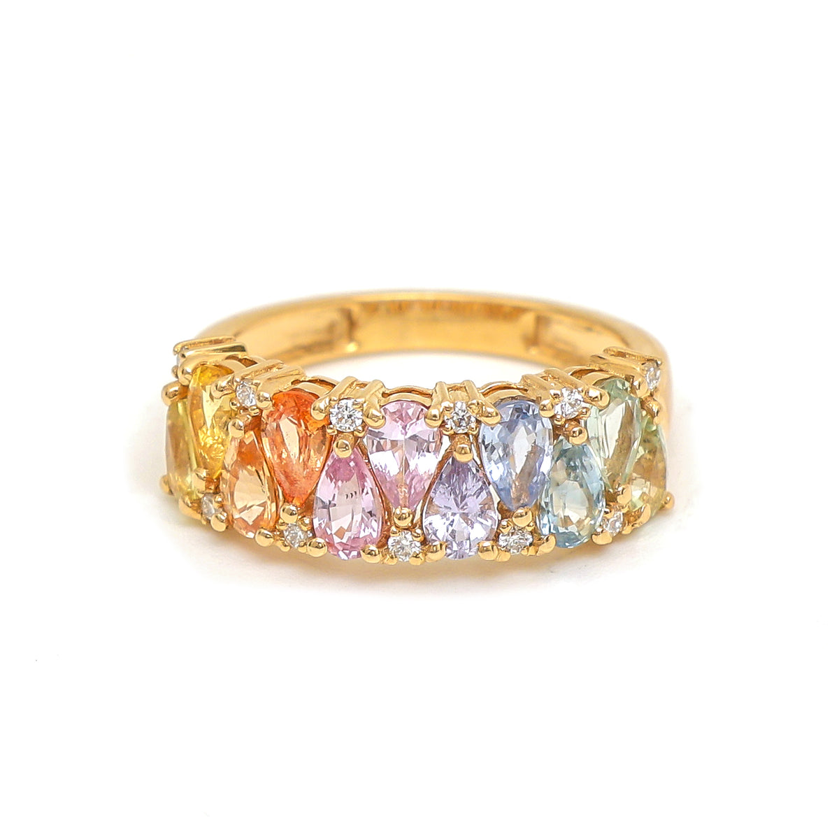 Rainbow Sapphire Diamond Ring