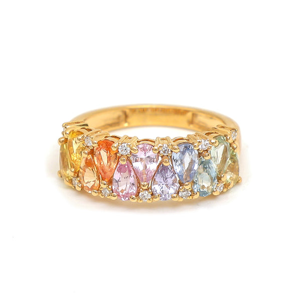 Rainbow Sapphire Diamond Ring