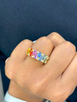 Rainbow Sapphire Diamond Ring
