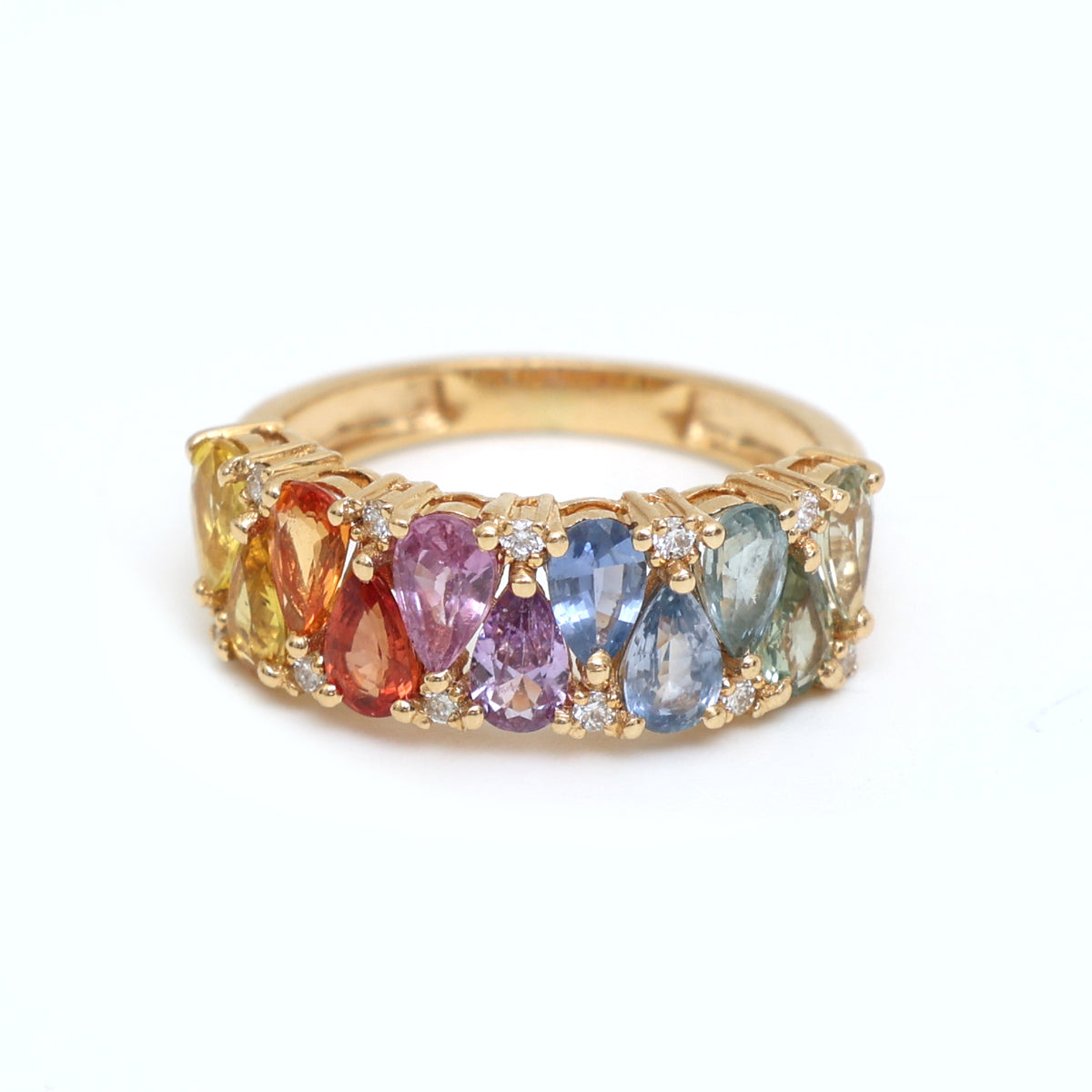 Rainbow Sapphire Diamond Ring