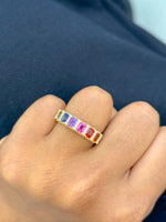 Rainbow Sapphire Diamond Ring