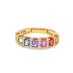 Rainbow Sapphire Diamond Ring