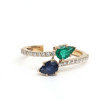 Blue Sapphire Emerald Diamond Ring