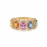 Rainbow Sapphire Diamond Ring