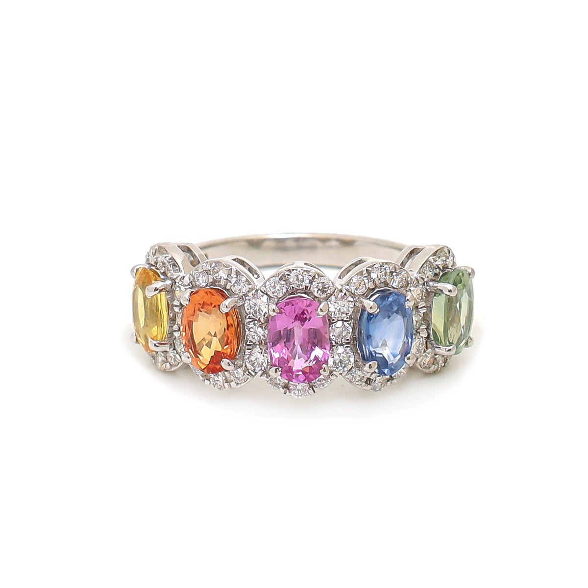 Rainbow Sapphire Diamond Ring