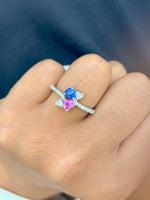 Pink Sapphire Blue Sapphire Diamond Ring