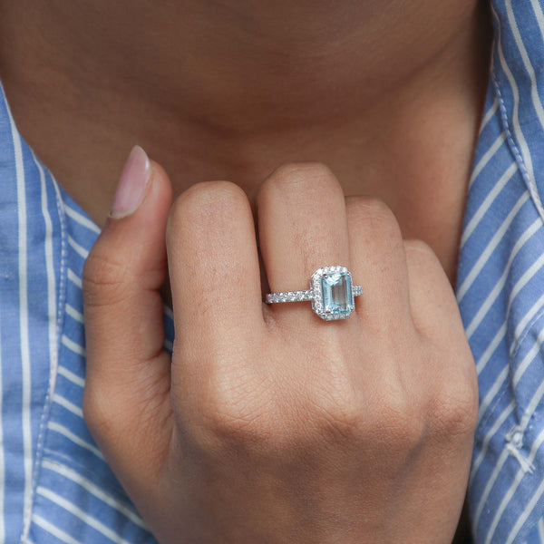 Aquamarine Diamond Ring