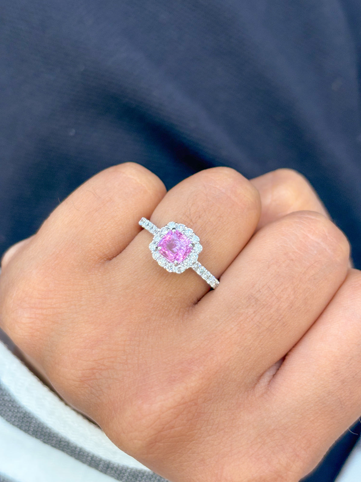 Pink Sapphire Diamond Ring