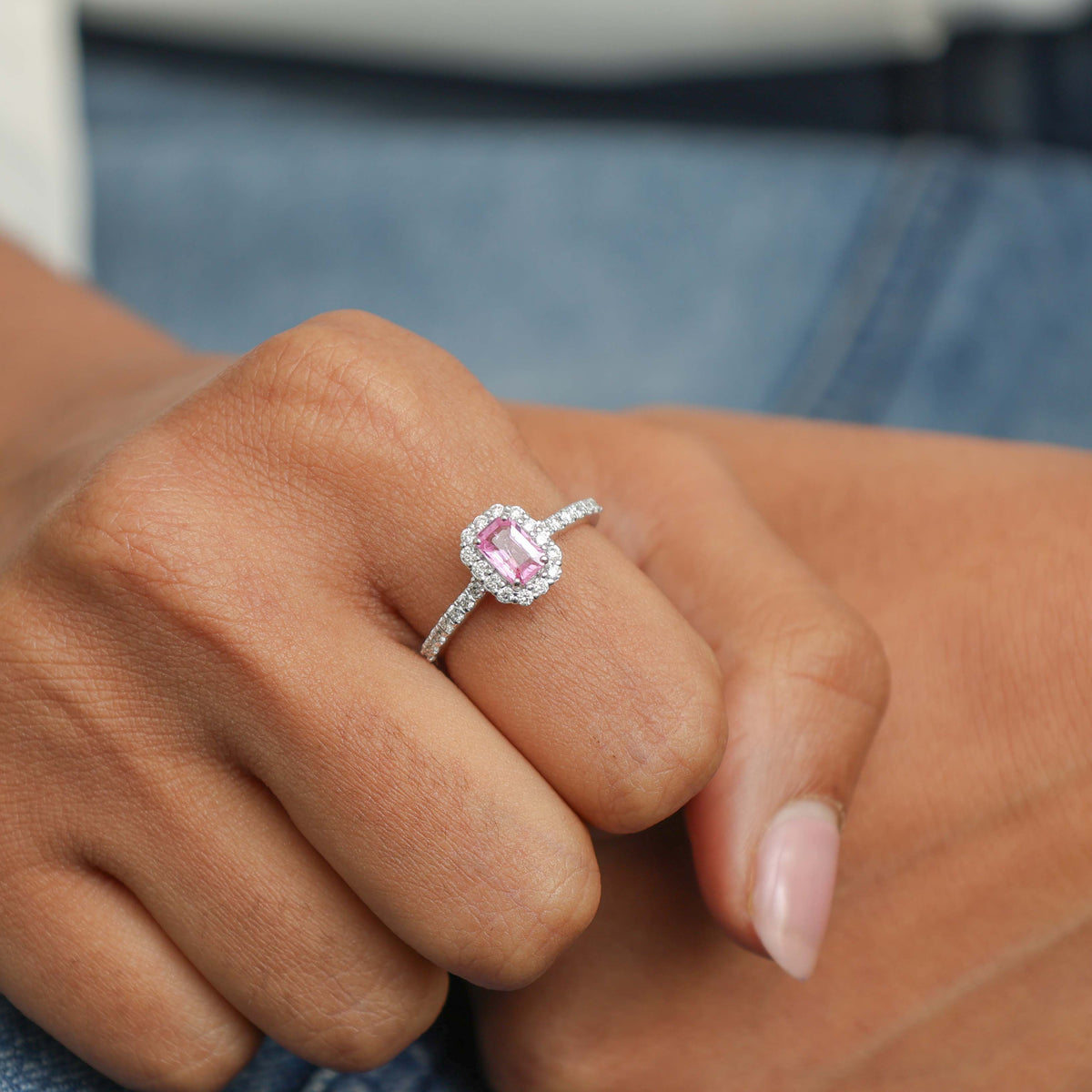 Pink Sapphire Diamond Ring