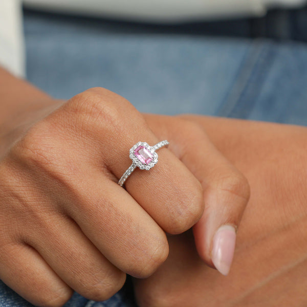Pink Sapphire Diamond Ring