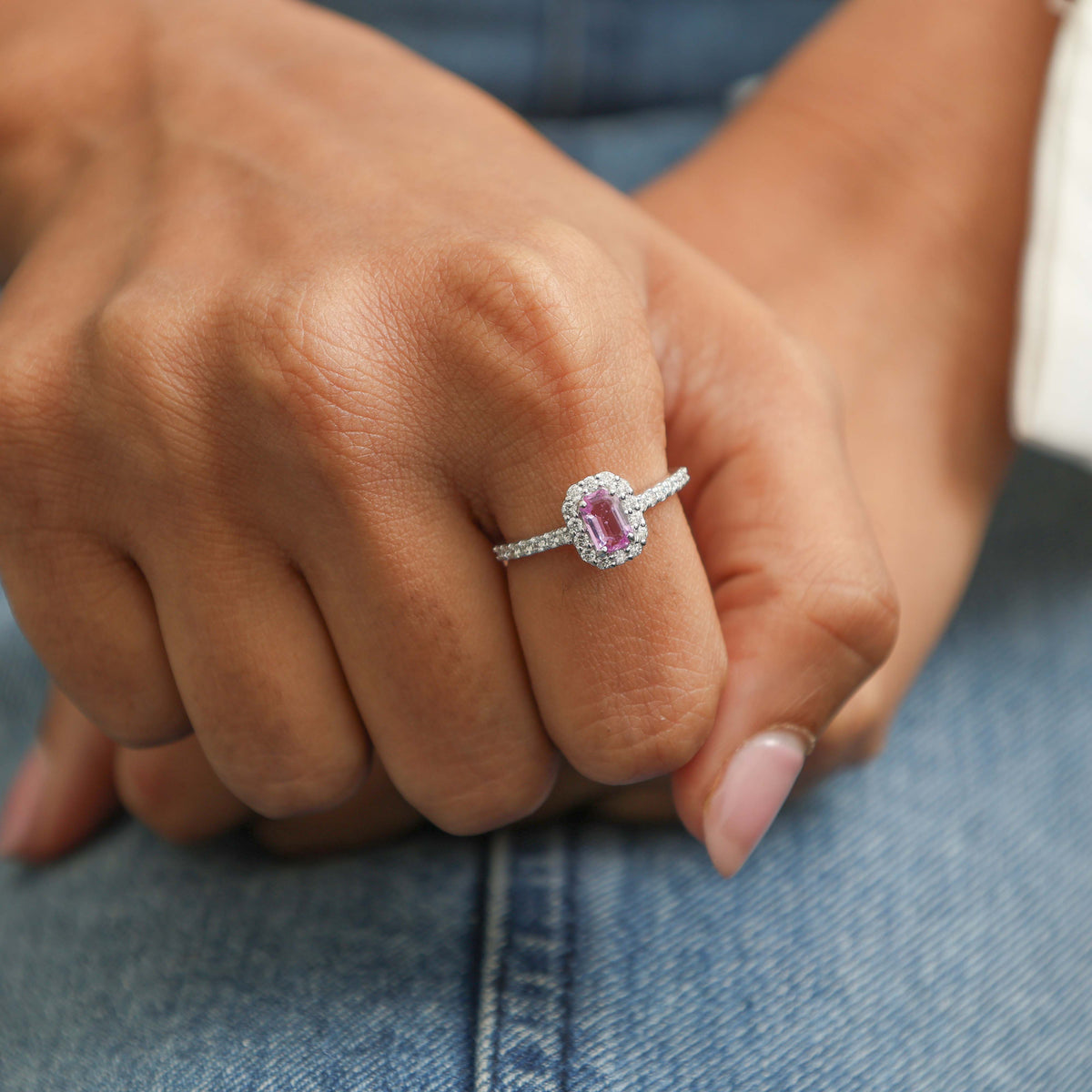 Pink Sapphire Diamond Ring