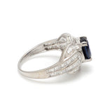 Blue Sapphire Oval With Diamond Ring