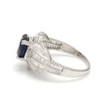 Blue Sapphire Oval With Diamond Ring