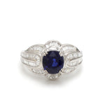 Blue Sapphire Oval With Diamond Ring